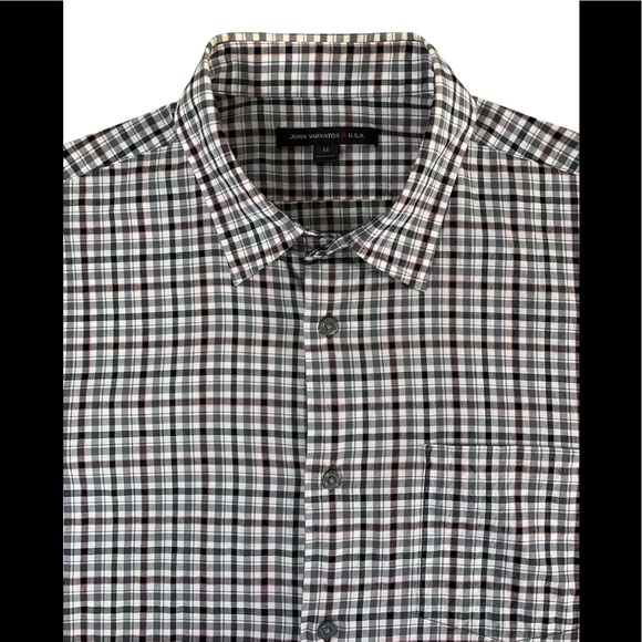 John Varvatos Men’s Medium Long Sleeve Shirt Checkered - Picture 3 of 13